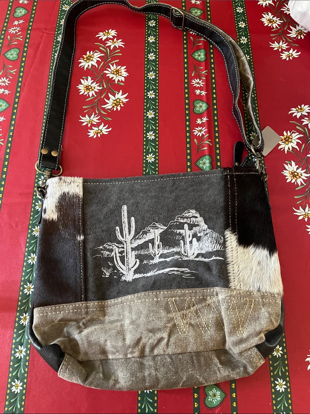 Myra Bag Black, Brown and Cream with Desert print Shoulder Bag